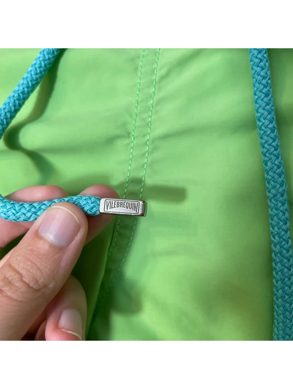 Vilebrequin Men's Green And Teal Swim Trunks with Turtle Embroidery